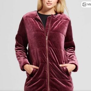 Who What Wear Purple Velvet Puffer Jacket - S